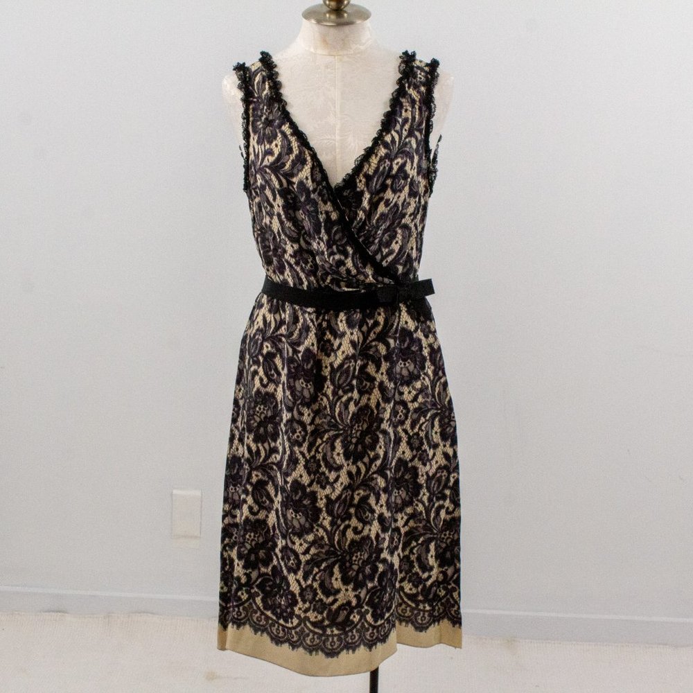 Moschino L Silk Reversible Lace Print Midi Dress - Picture 16 of 16